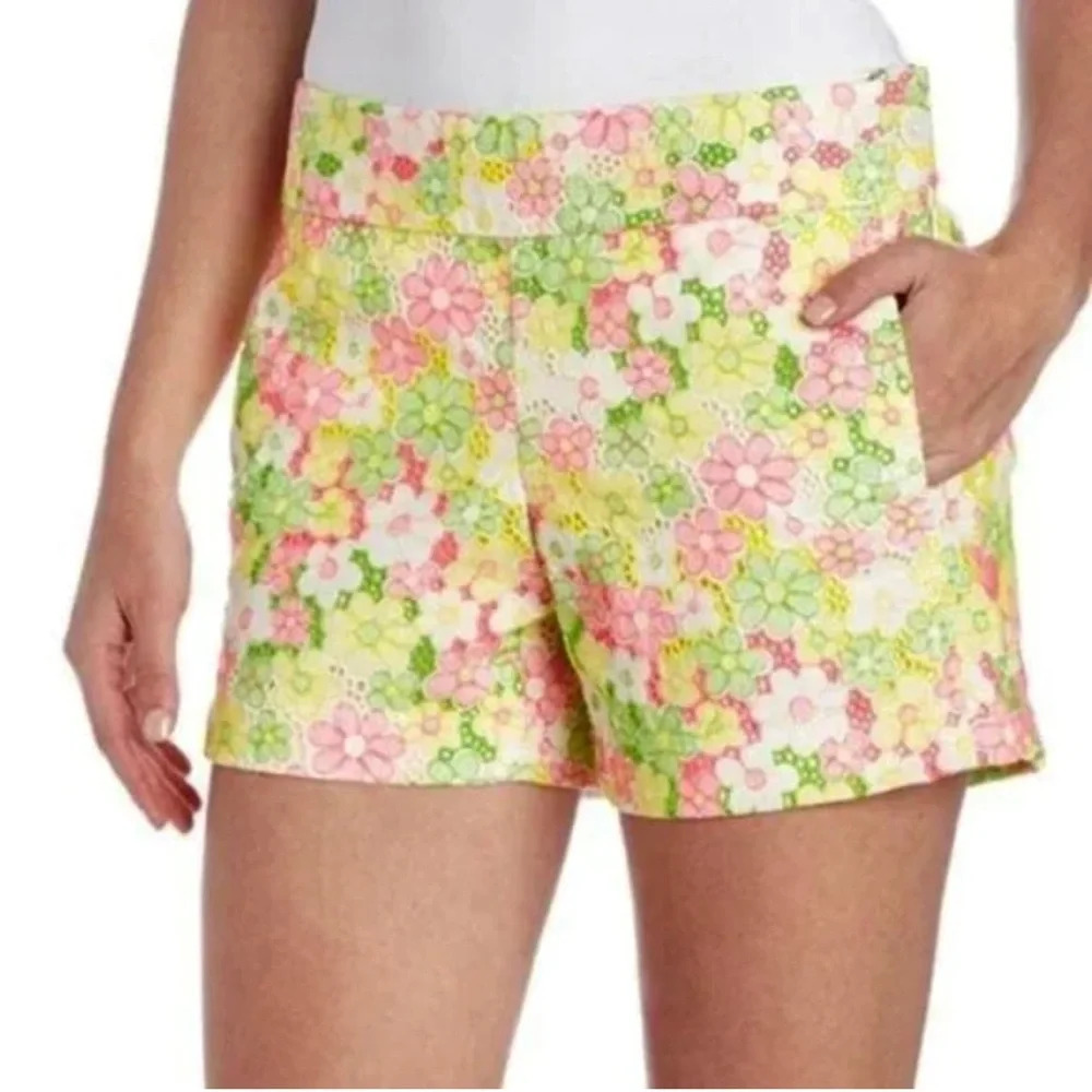 Lilly Pulitzer Sloane Sunbonnet Floral Eyelet Lace Shorts Size 0
